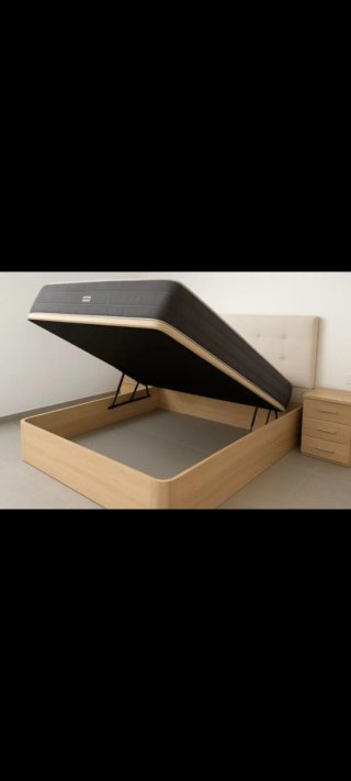Cama canapé abatible madera y tela