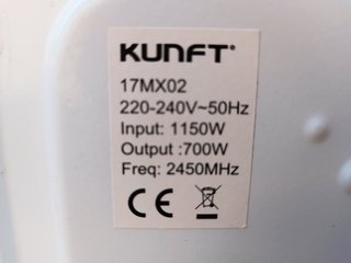 MICROONDAS KUNFT 700W BLANCO
