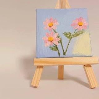 Mini cuadro flores pastel + caballete