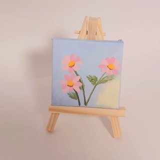 Mini cuadro flores pastel + caballete
