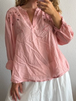 Blusa rosa Southern Cotton bordada