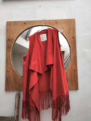 Gilet sfrangiato Bershka arancione taglia unica