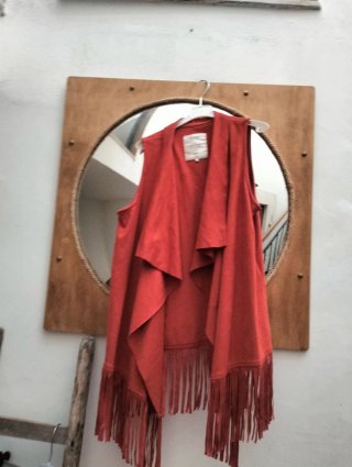 Gilet sfrangiato Bershka arancione taglia unica