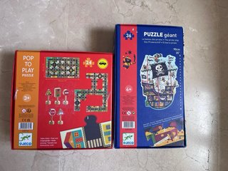 Barco Pirata Madera y Puzzles Gigantes Djeco