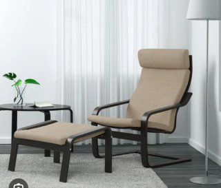 Sillón y Reposapiés Ikea POÄNG Beige/Negro