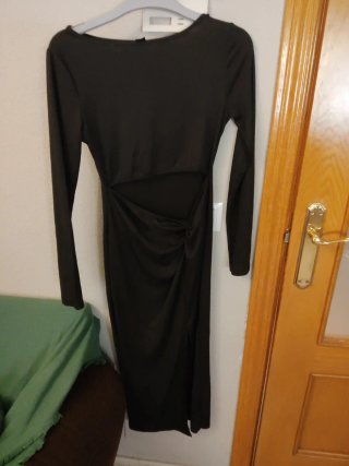 Vestido largo negro manga larga