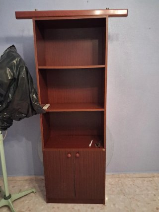 Estantería de madera con puertas