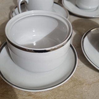 Servizio caffè 10 tazzine porcellana bianca