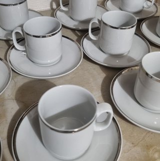 Servizio caffè 10 tazzine porcellana bianca