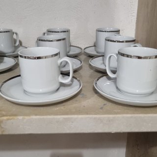 Servizio caffè 10 tazzine porcellana bianca