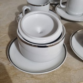 Servizio caffè 10 tazzine porcellana bianca