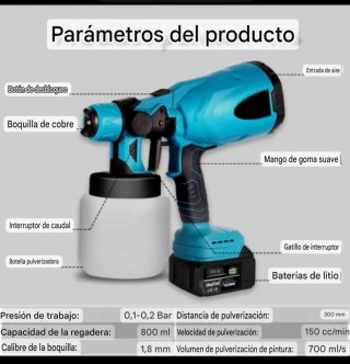 NUEVA!Pistola Pintura Inalámbrica21V batería Litio