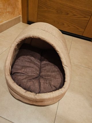 Cama para Gato con Capucha Beige y Marrón