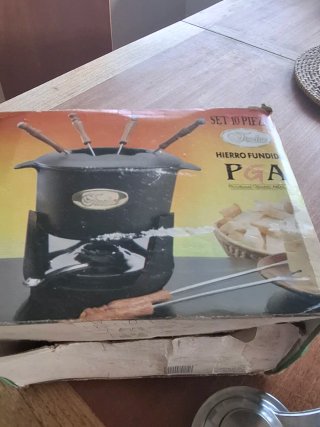 Set Fondue Hierro Fundido Negro
