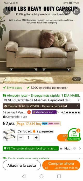 2 Carros para Mover Muebles Vevor
