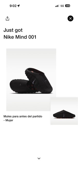 Nike Mind 001 Mules Mujer Negro/Plata Talla 42