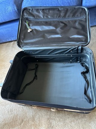 Maleta de viaje mediana tela azul y beige