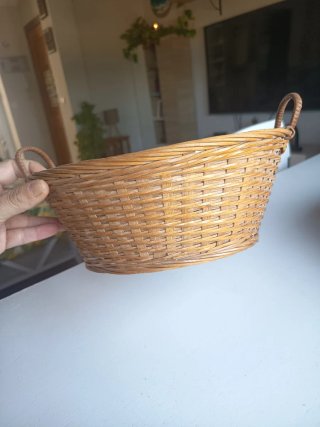 Cesta Mimbre Asa Marrón Beige