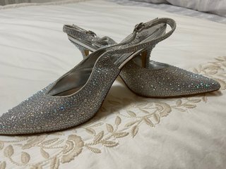 Zapatos de fiesta tacón 9 cm plateados