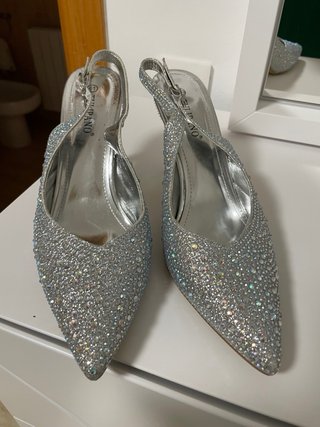 Zapatos de fiesta tacón 9 cm plateados