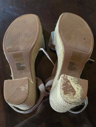 Sandalias GR Plataforma Alta Beige/Plata Talla 39