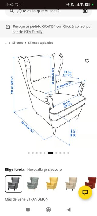 STRANDMON Sillón Orejero Ikea Gris