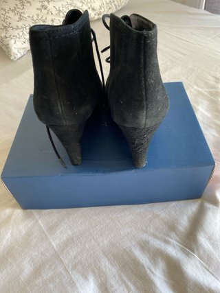Botines Zara Cuña Ante Negro Talla 39