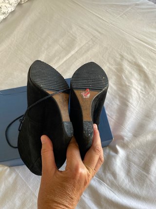 Botines Zara Cuña Ante Negro Talla 39