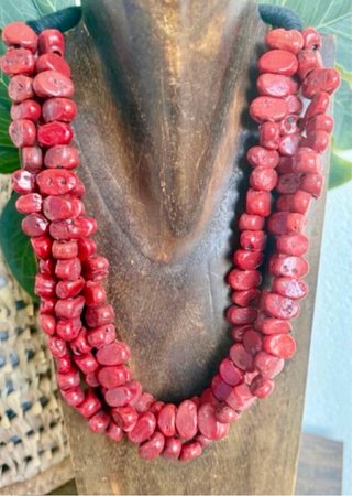 Collar Boho Piedras Rojas