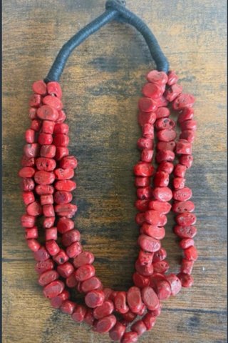 Collar Boho Piedras Rojas