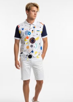 Polo Rayas Azul y Blanco Alta Calidad