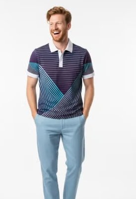 Polo Rayas Azul y Blanco Alta Calidad