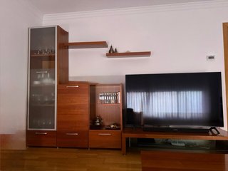 Mueble de salón modular madera y cristal