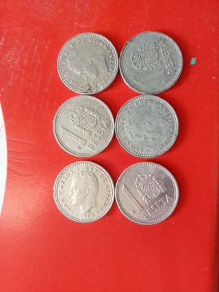6 Monedas de 1 Peseta España