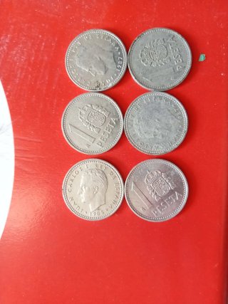 6 Monedas de 1 Peseta España