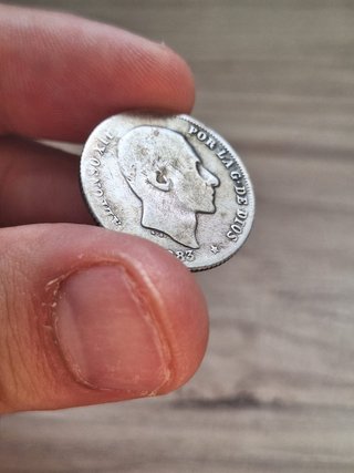 Moneda de 20 centavos de peso 1883 Alfonso XII