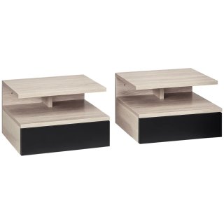 Juego 2 Mesitas Noche Flotantes Madera Negra