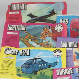 7 Sobres Montaplex Serie 600 Aviones Helicopteros