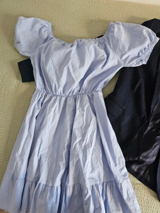 Pack Vestido Azul y Chaqueta Negra