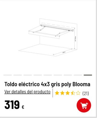 Toldo eléctrico Blooma 4x3m gris