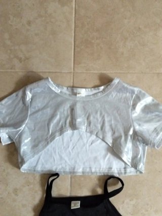 Conjunto Shein niña plateado y negro