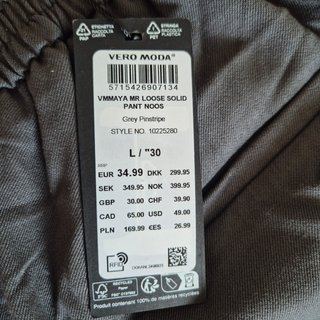 Pantalón Vero Moda L Gris Liso