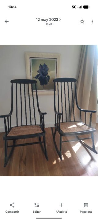 2 Sillas Mecedoras Madera Rattan