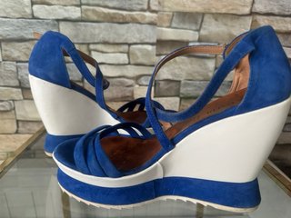 Sandali Zeppa Blu e Bianchi Tg 38 Luisa Gialdi