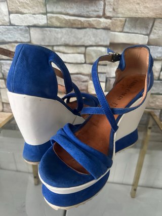 Sandali Zeppa Blu e Bianchi Tg 38 Luisa Gialdi