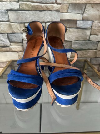 Sandali Zeppa Blu e Bianchi Tg 38 Luisa Gialdi