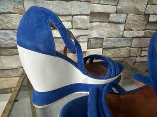 Sandali Zeppa Blu e Bianchi Tg 38 Luisa Gialdi
