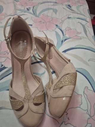 Sandalias Mademoiselle Beige y Dorado