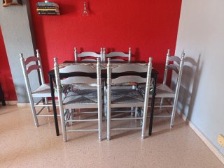 Juego de 6 sillas plateadas comedor