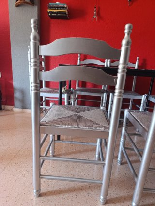 Juego de 6 sillas plateadas comedor